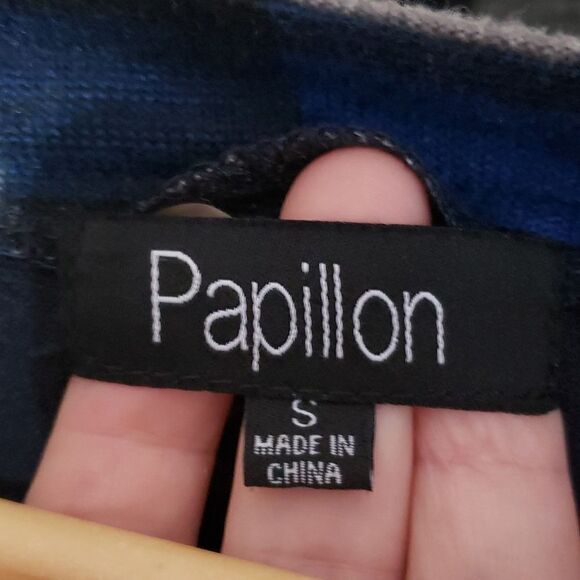 Papillon Small Long Sleeve Blue Lace Check Ruffles Grannycore Dress - Picture 12 of 12